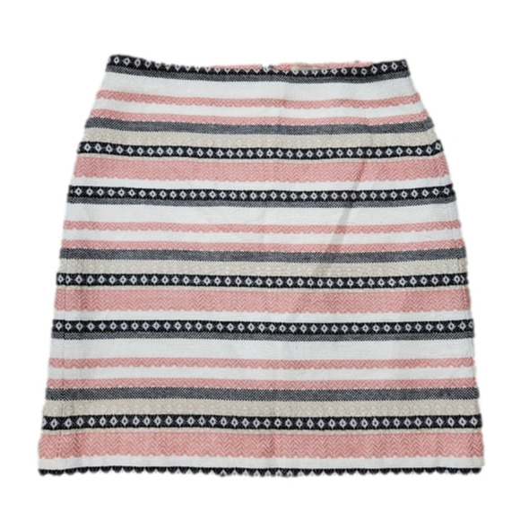 Size 4 Pencil Skirt knee-length Cotton blend Woven White Tan Black Pink LOFT - Picture 7 of 13